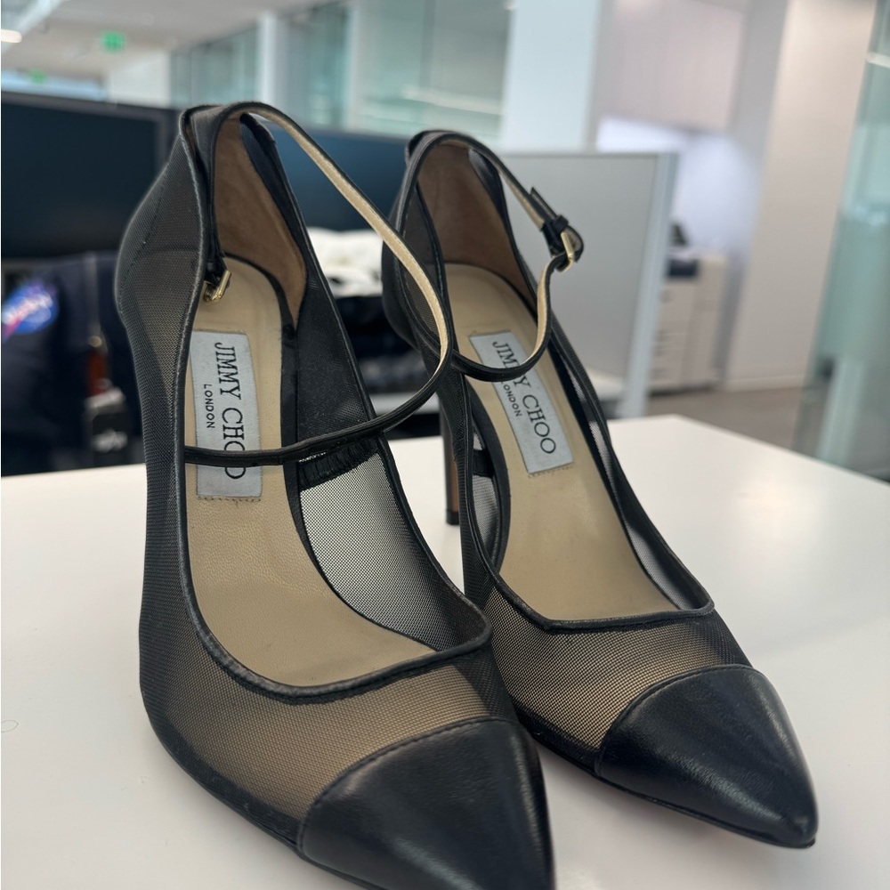 Jimmy Choo Black Mesh Women's Heels